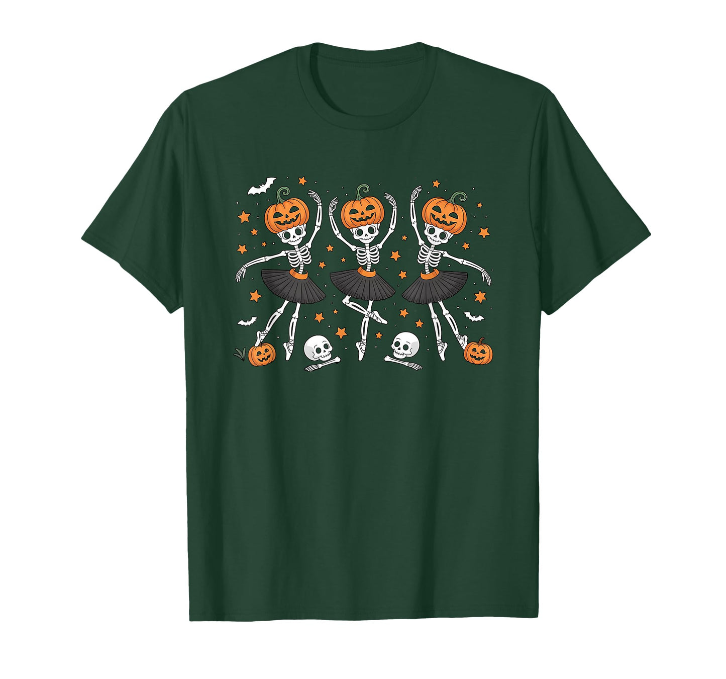 Ballet Pumpkin Skeleton Scary Men Women Boys Girl Halloween T-Shirt