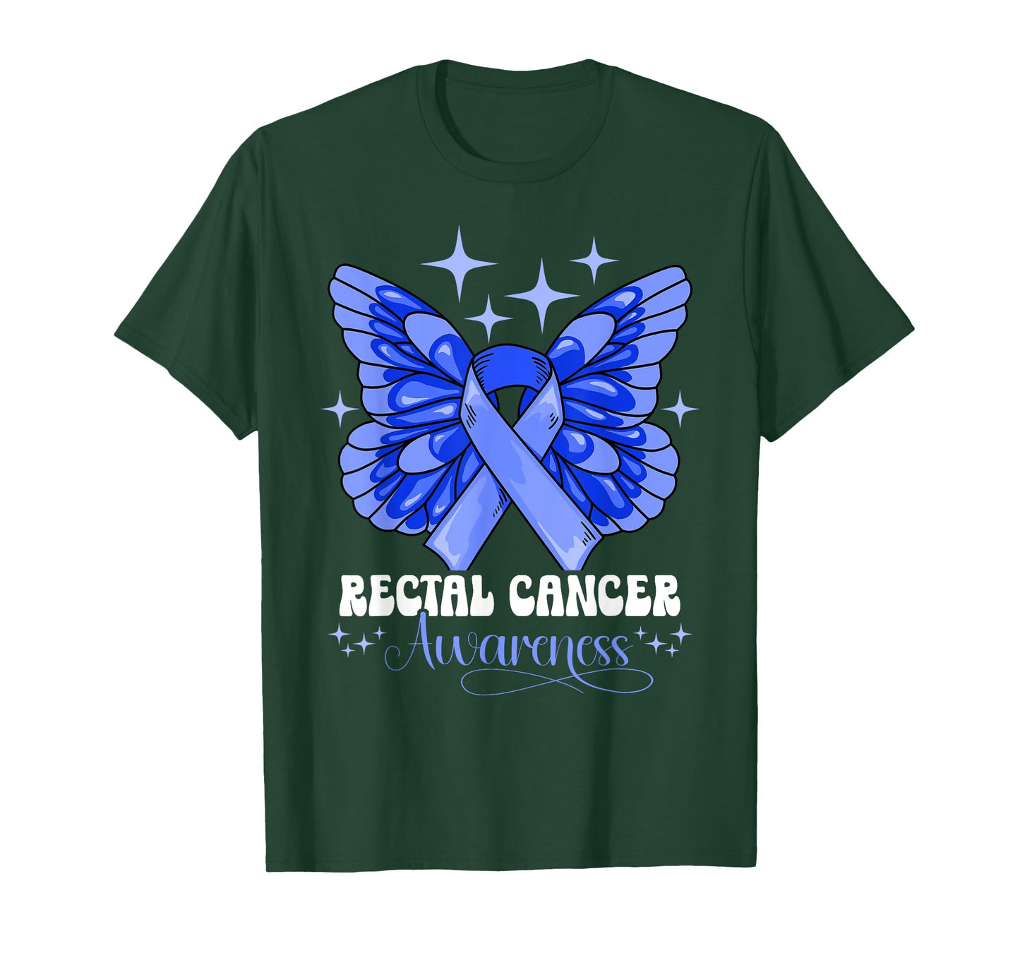 Rectal Cancer Awareness T-Shirt by Rectal Cancer Awareness - Men's Unisex-Adults Classic Fit Black Short Sleeve T-Shirt - Small - U-Neck - Modern Classic - Awareness T-Shirt