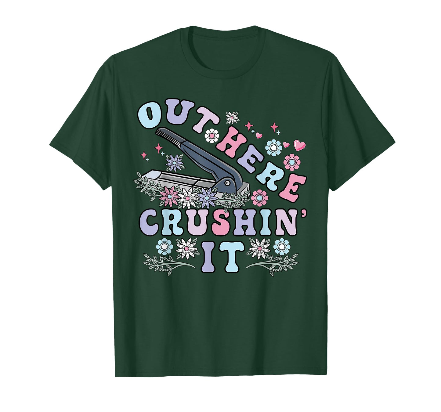 Medication Aide Out Here Crushin Funny Nurse Groovy Flowers T-Shirt