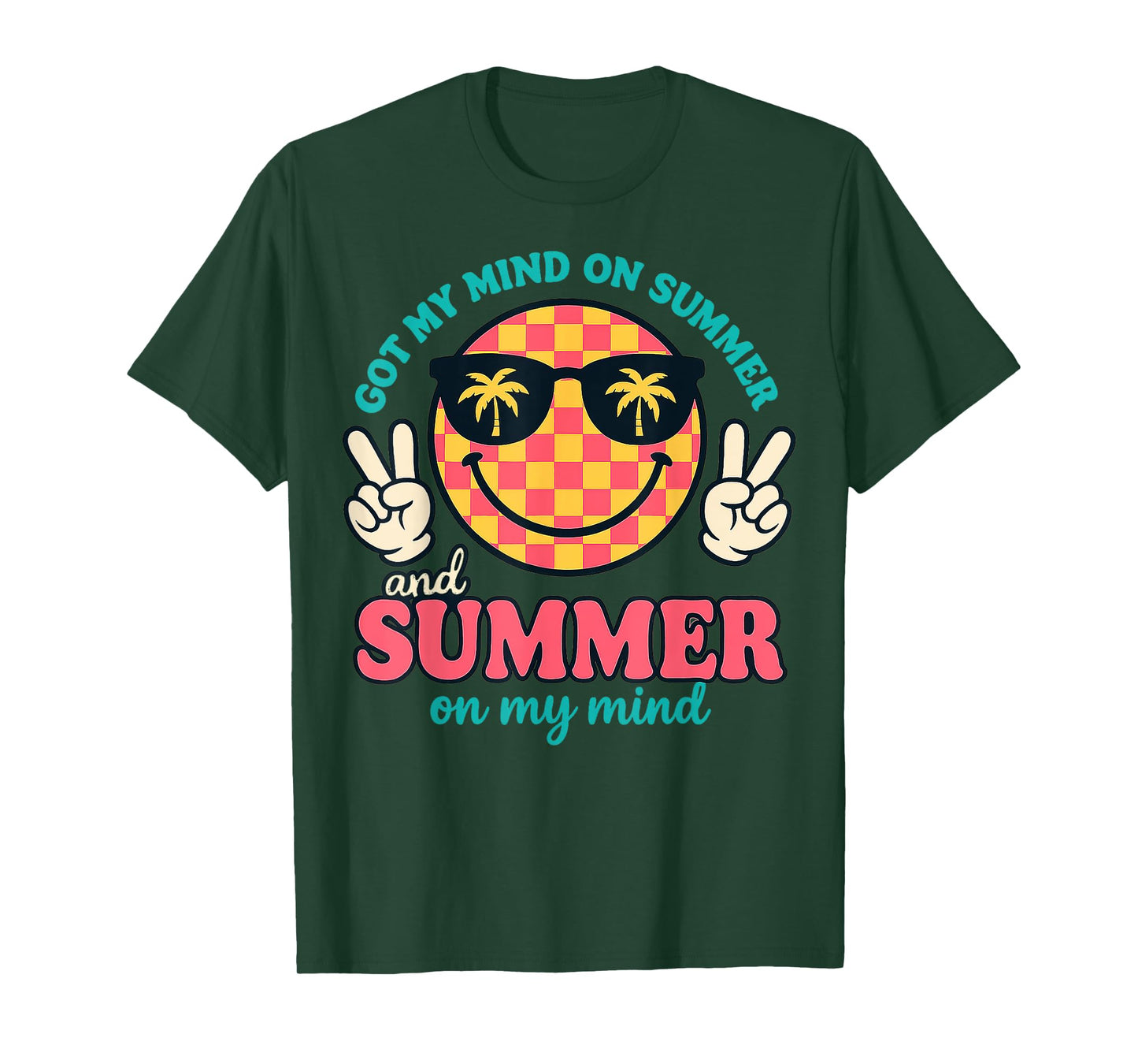 Happy Face Summer Got My Mind On Summer Teacher Graphic T-Shirt