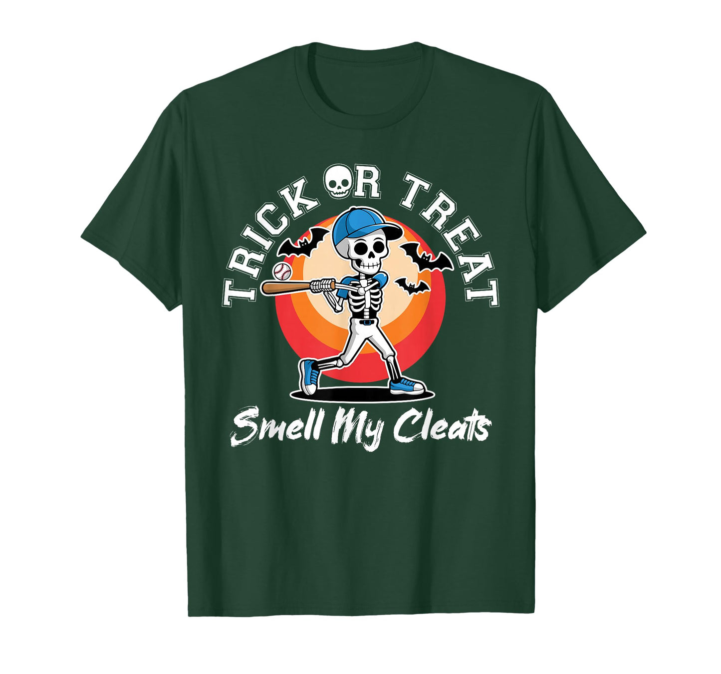Trick Or Treat Smell My Cleats Halloween Skeleton Baseball T-Shirt