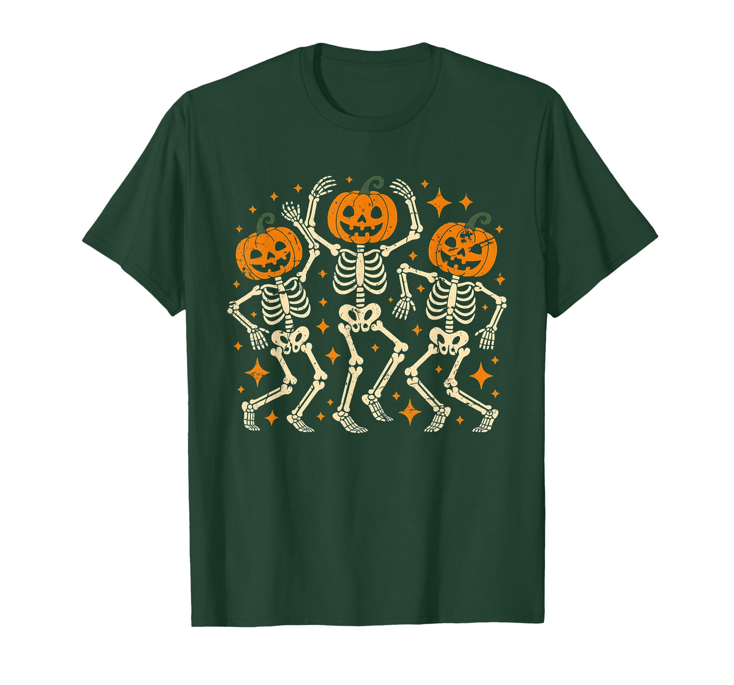 Spooky Dancing Skeletons Pumpkin Head Halloween Party T-Shirt