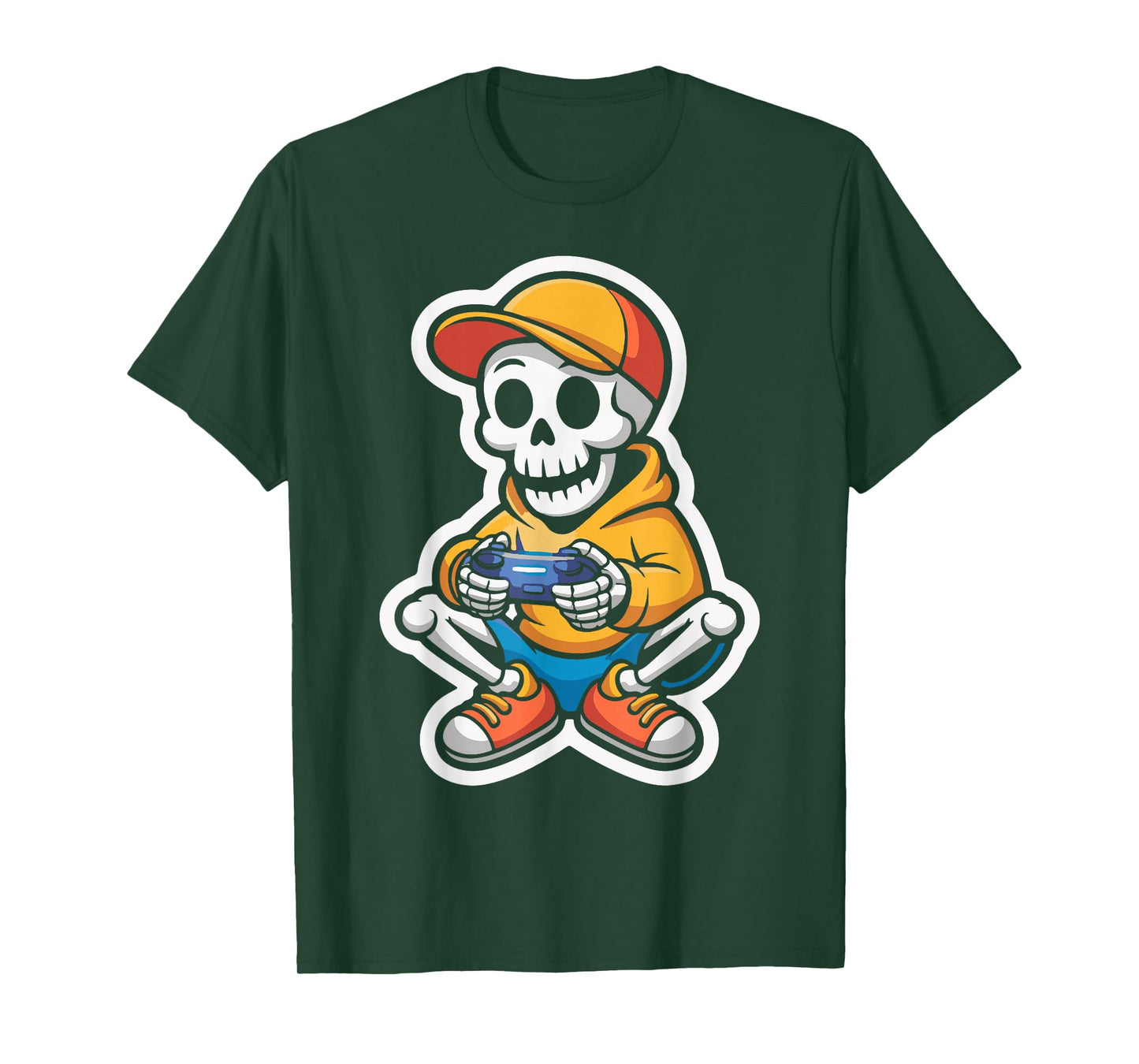 Gamer Skeleton Halloween Video Game Lovers Men Women Boys T-Shirt