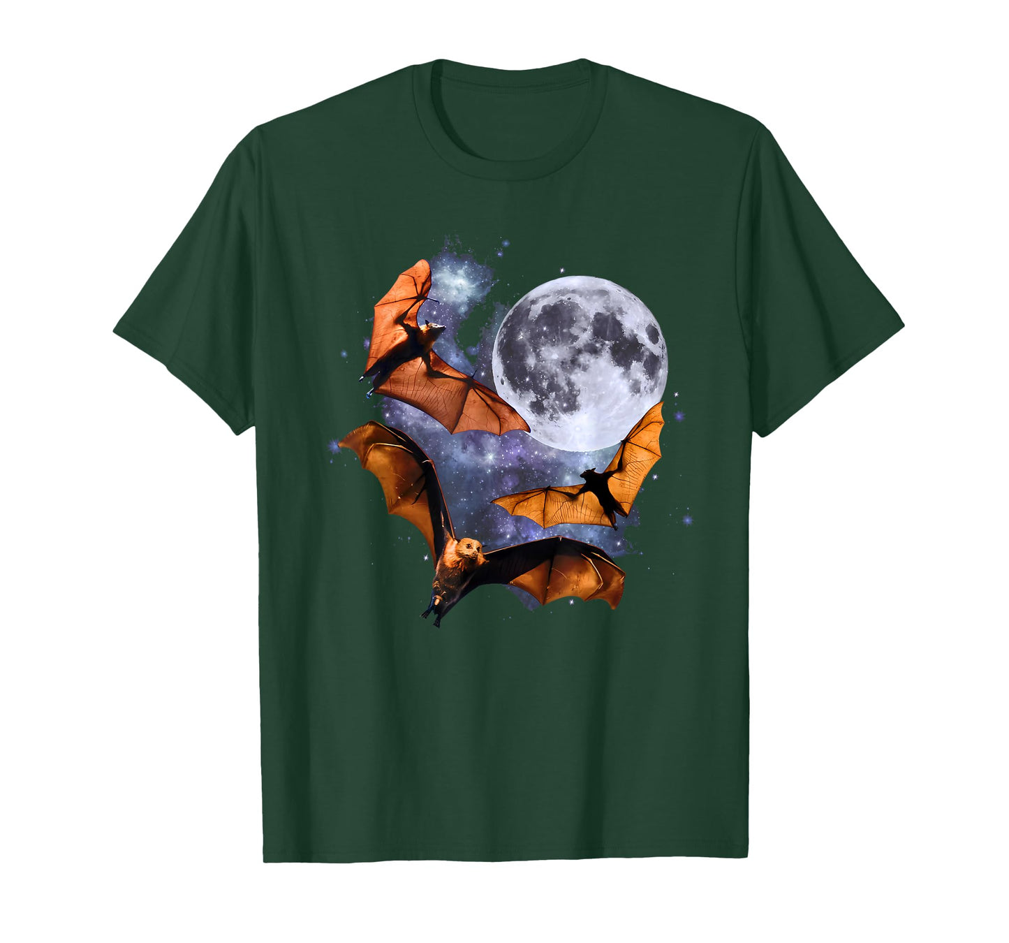 Three Bats At The Moon Vintage 90s Flying Bats Weird Cursed T-Shirt