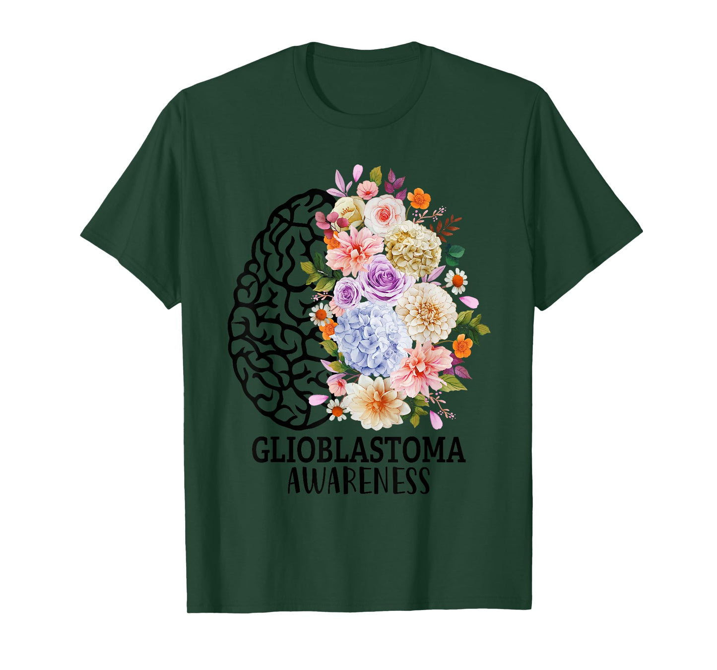 Floral Glioblastoma Awareness Month Brain Cancer Go Gray T-Shirt