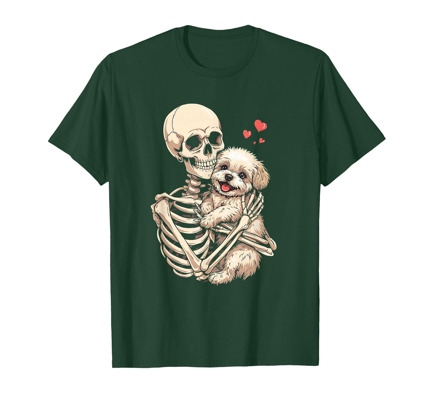 Skeleton Hugging Maltipoo Halloween Maltipoo Dog Lover T-Shirt
