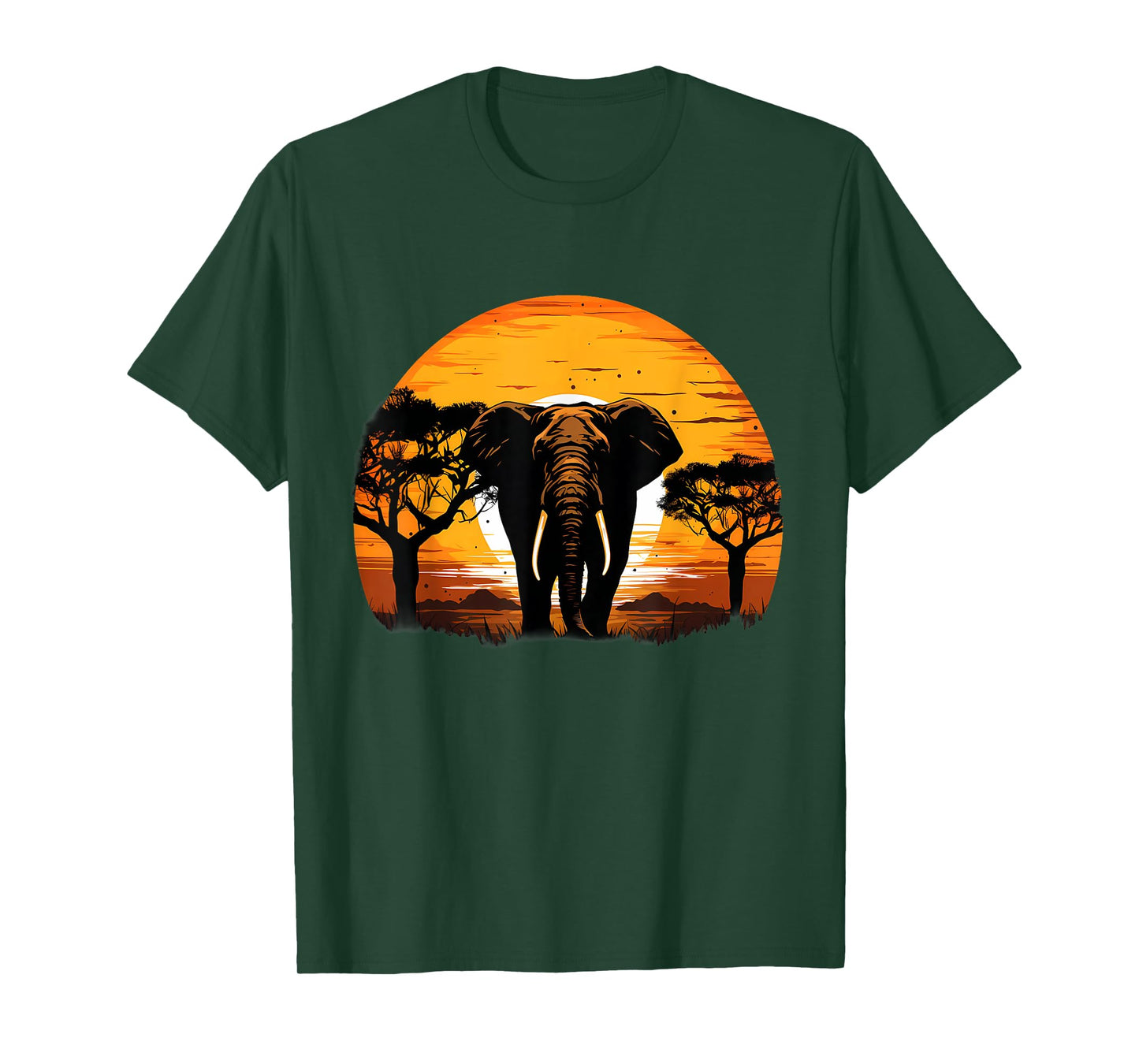 Elephant Safari Sunset Colorful Savanna Artwork Nature T-Shirt