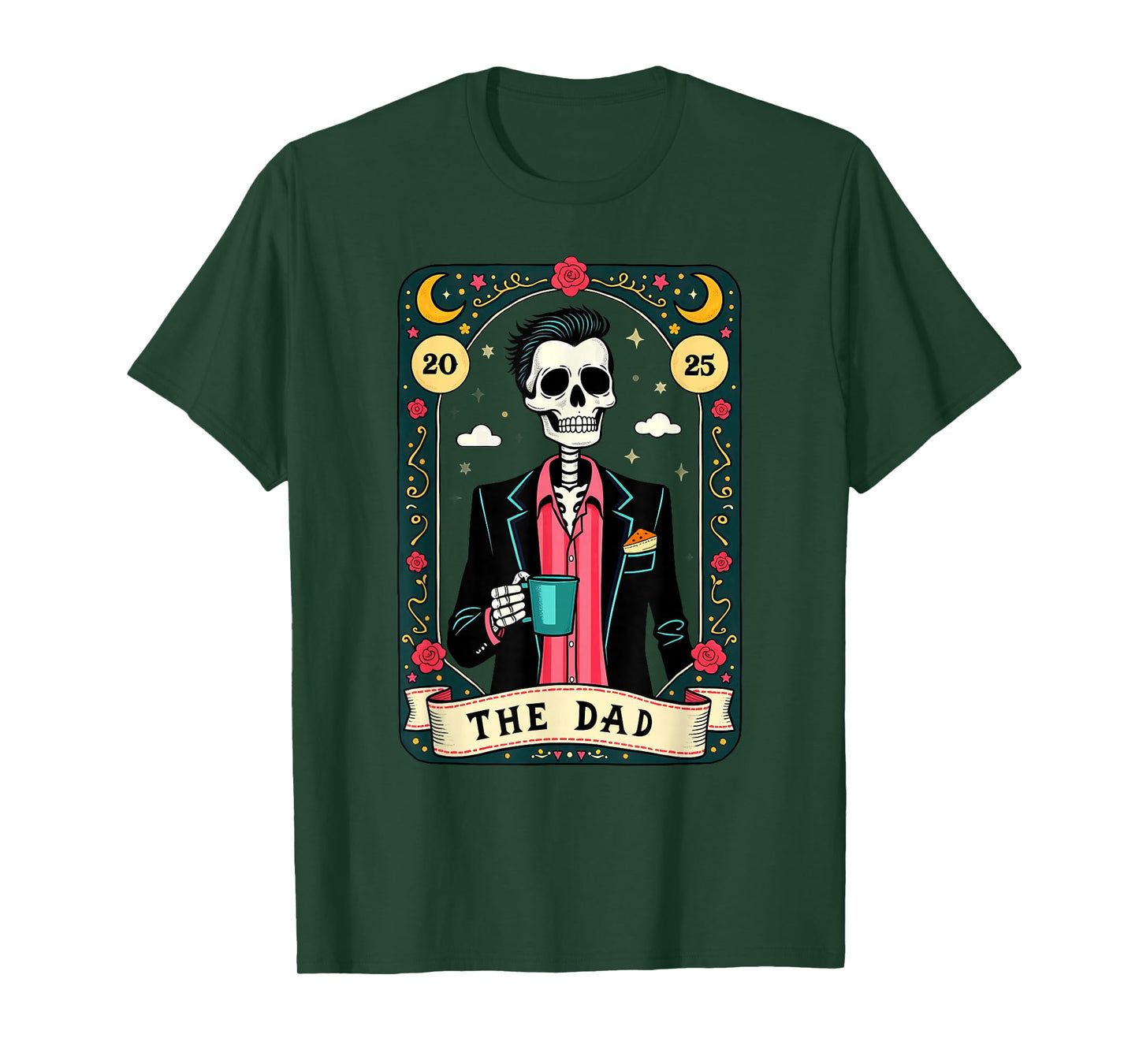 Retro Witch Dad Tarot Card Skeleton Halloween T-Shirt