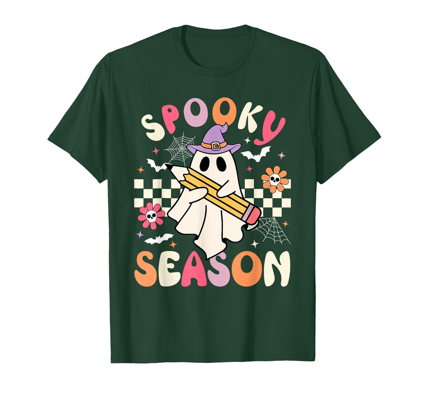 Spooky Season Retro Happy Halloween Ghost Women Toddler Girl T-Shirt