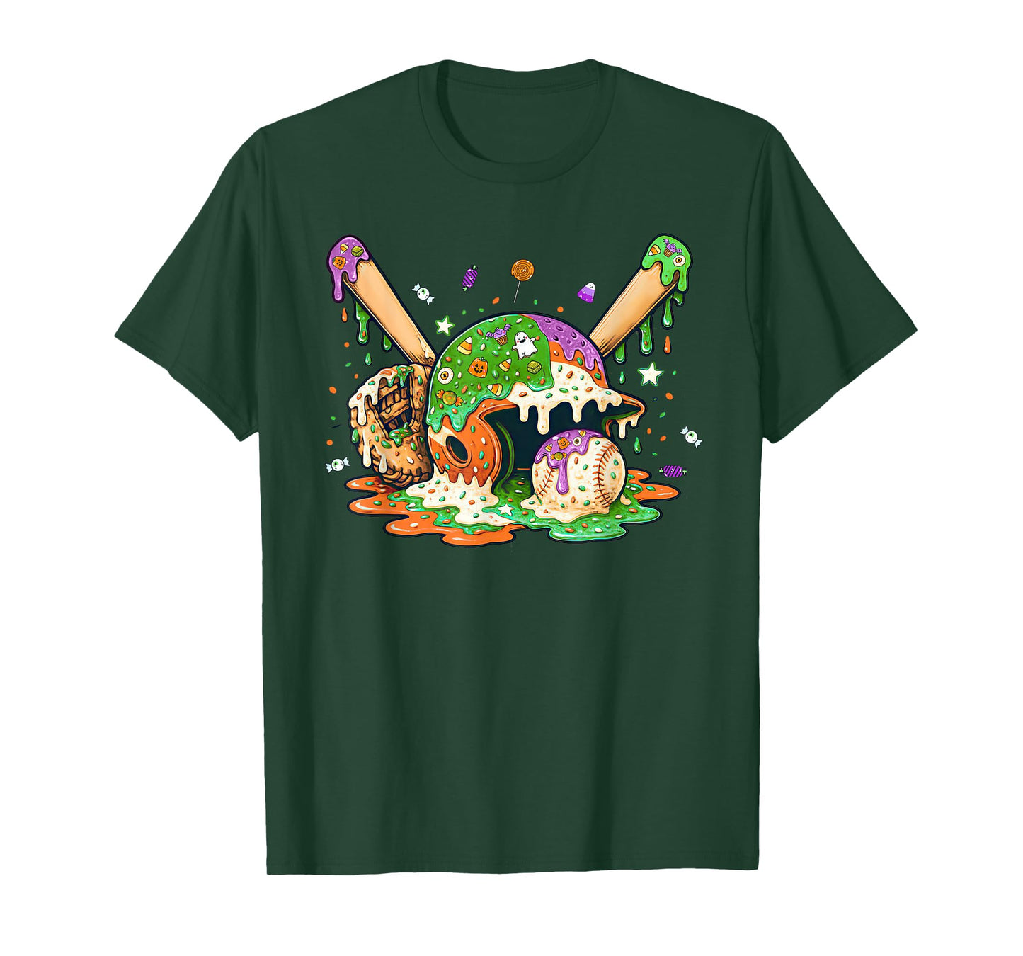 Baseball Ice Cream Drip Halloween Baseball Drip for Boys T-Shirt