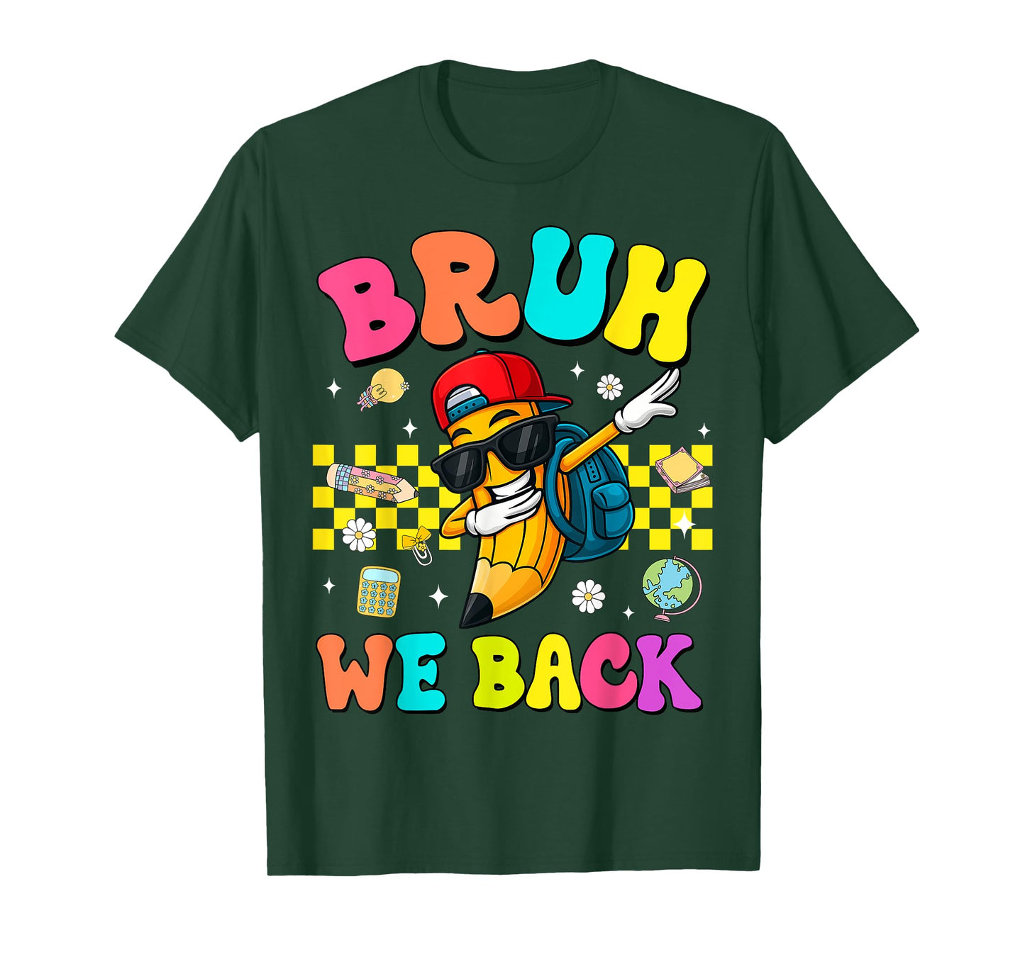 Bruh We Back Back to School Funny Pencil Dabbing Boys Kids T-Shirt