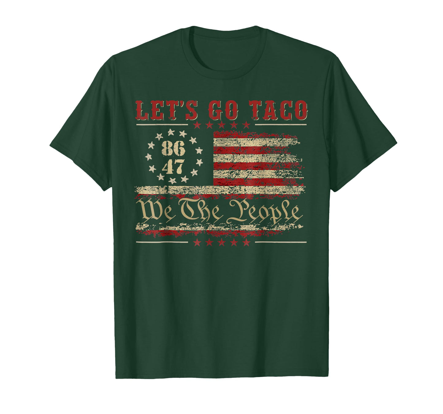 Let's Go Taco For Men Women American US Flag 86 47 Funny T-Shirt
