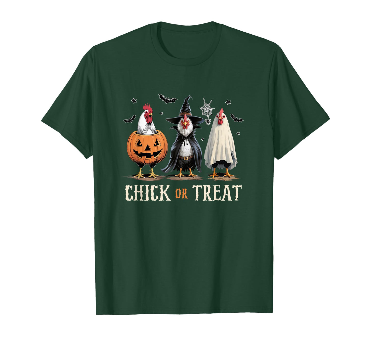 Horror Funny Chick Or Treat Chickens Ghost Witchy Halloween T-Shirt