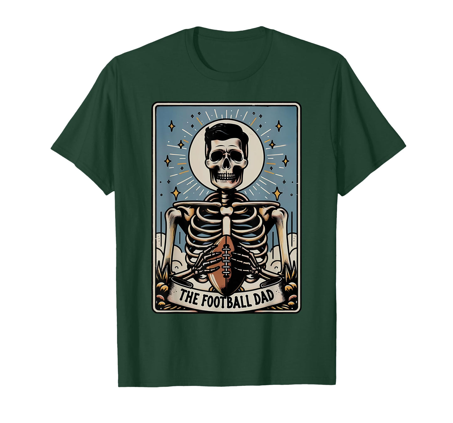 Funny Football Dad Tarot Card Skeleton Halloween Witch Vibes T-Shirt