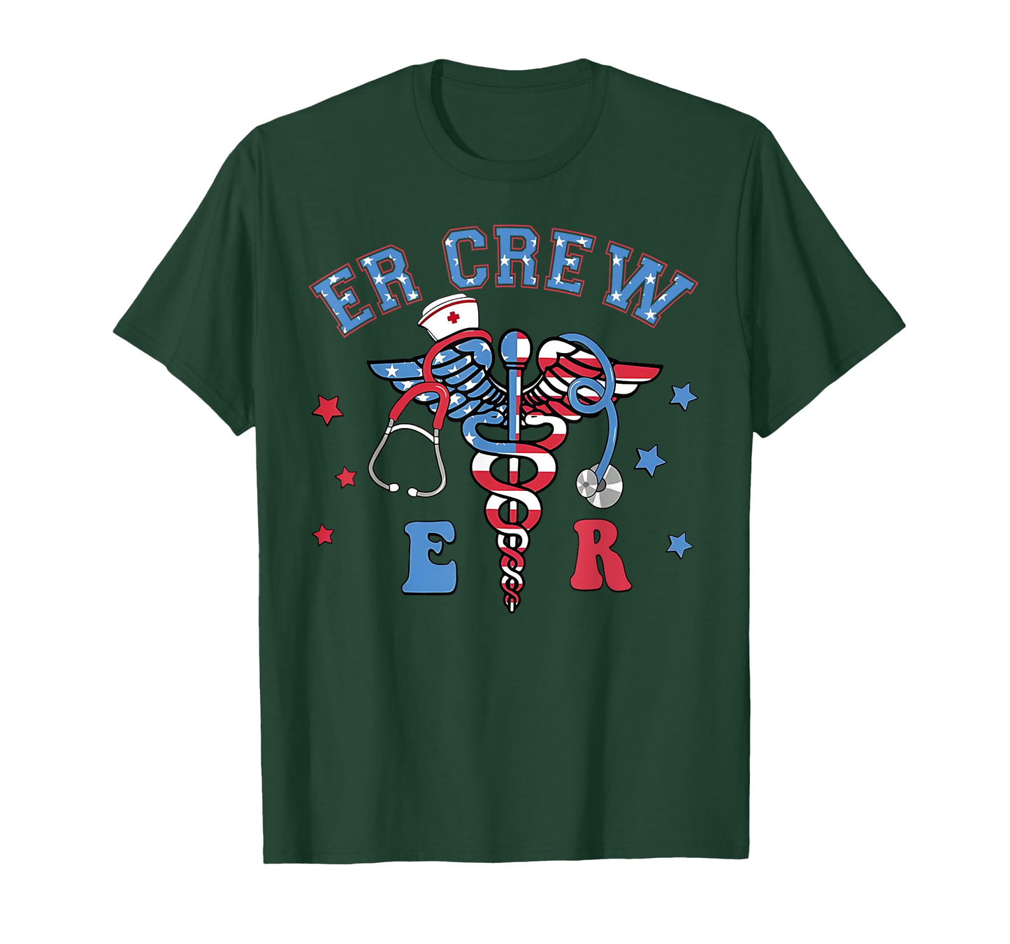 Red White & Blue ER Crew Funny Nurse Emergency 4th Of July T-Shirt