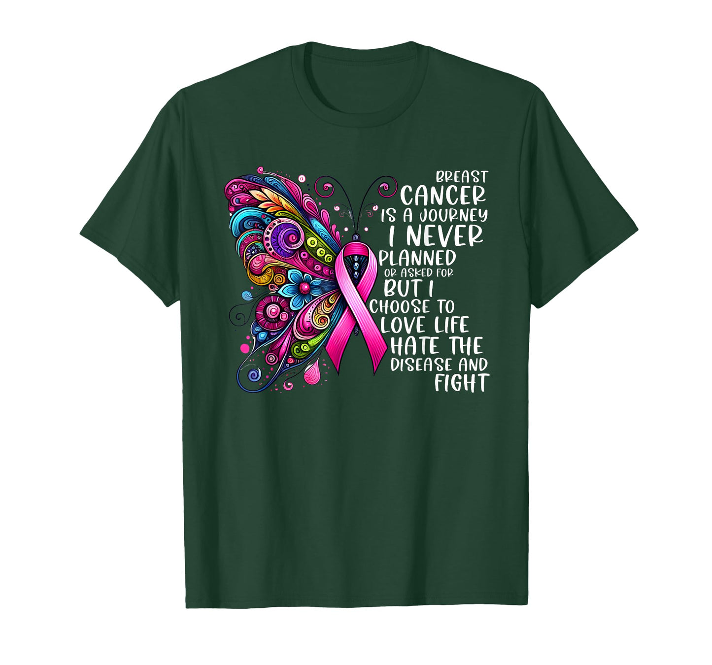 Support Fighter Warrior Pink Vibes Gifts Women Butterfly Breast Cancer Awareness Pink Ribbon Cancer Journey T-Shirt