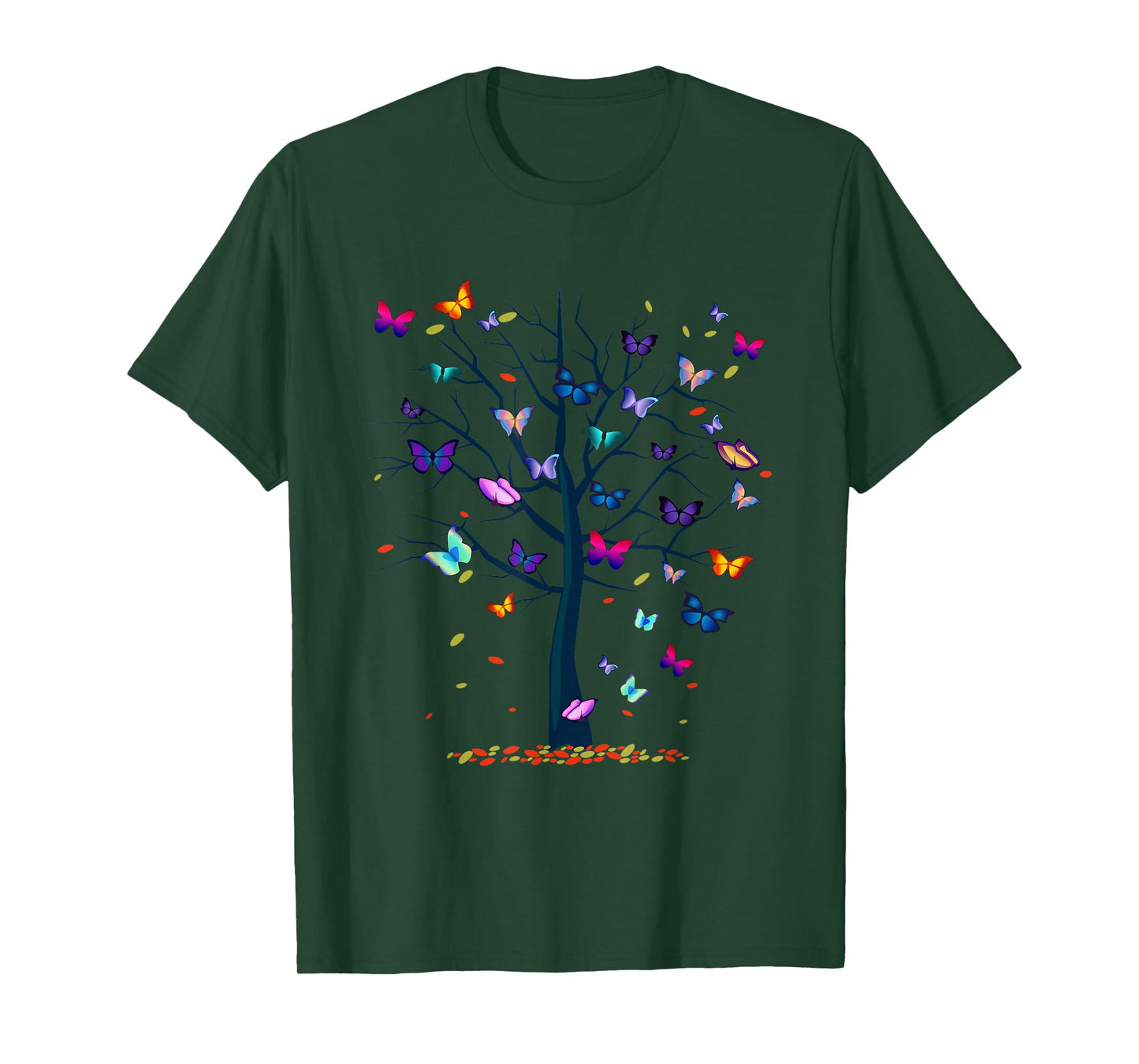 A & E C Butterfly Tree Beautiful Women's Black Butterfly Graphic T-Shirt
