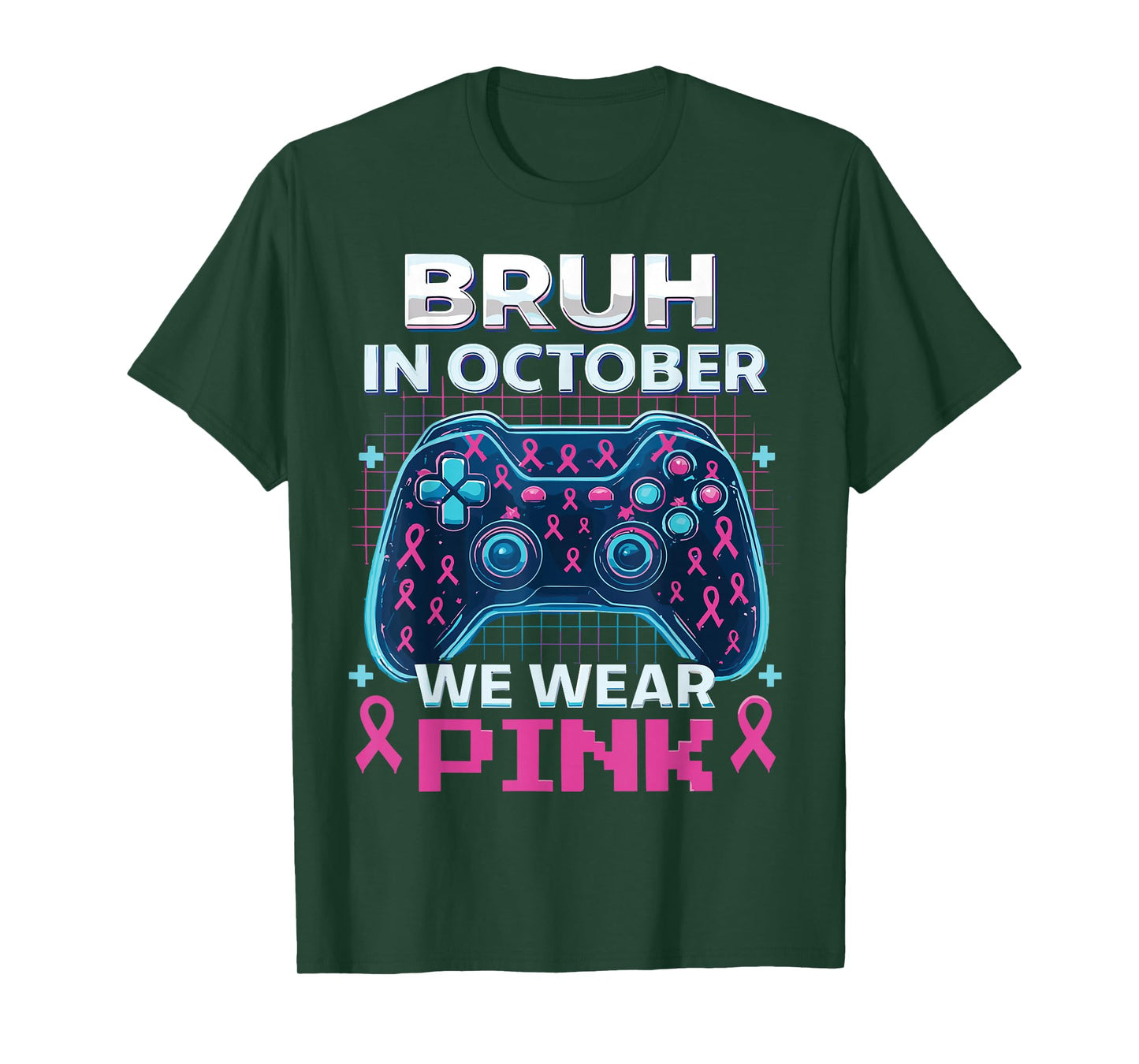 Bruh in October We Wear Pink Breast Cancer Toddler Boys T-Shirt