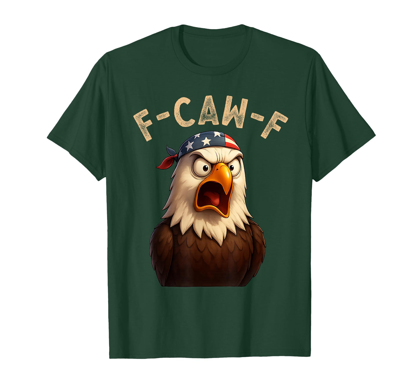 F-Caw-F Eagle FCAWF Humour US Flag Bandana Funny Bald Eagle T-Shirt