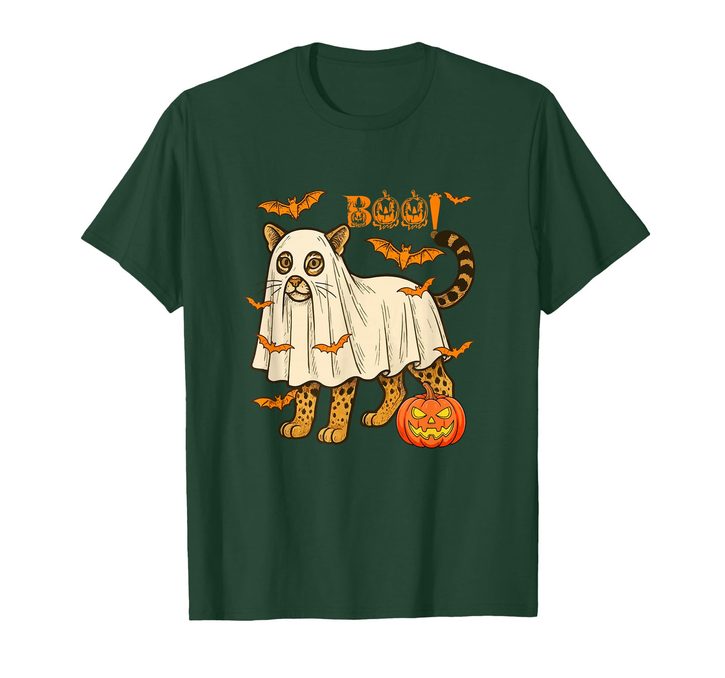 Boo Halloween Ocelot Cosplay Ghost Costume Animal Lover T-Shirt
