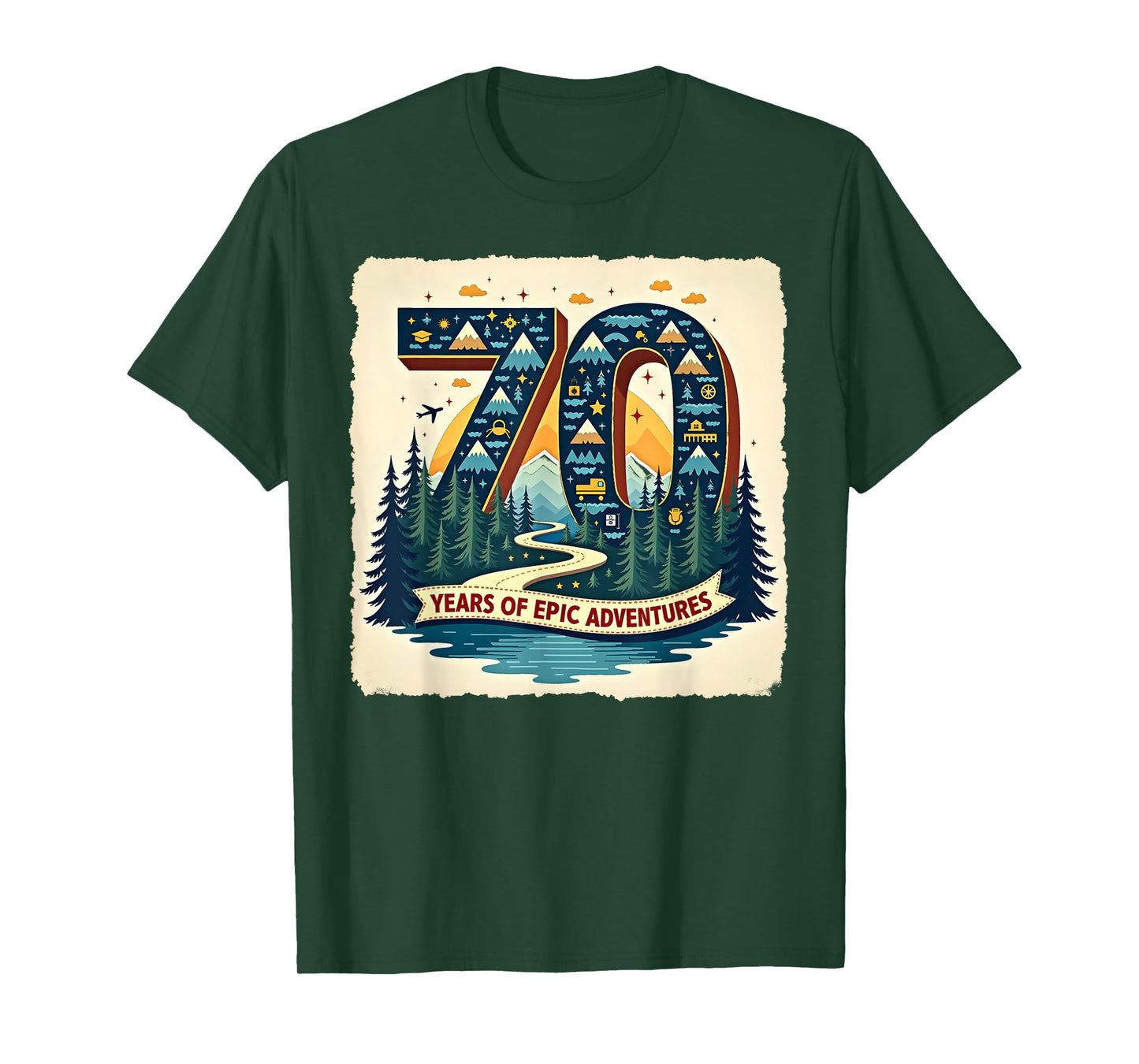 70 Years of Epic Adventures Birthday Gift Milestone Art T-Shirt
