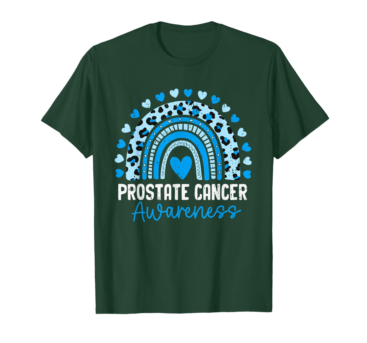 Prostate Cancer Awareness Rainbow Ribbon Blue Support Womens T-Shirt