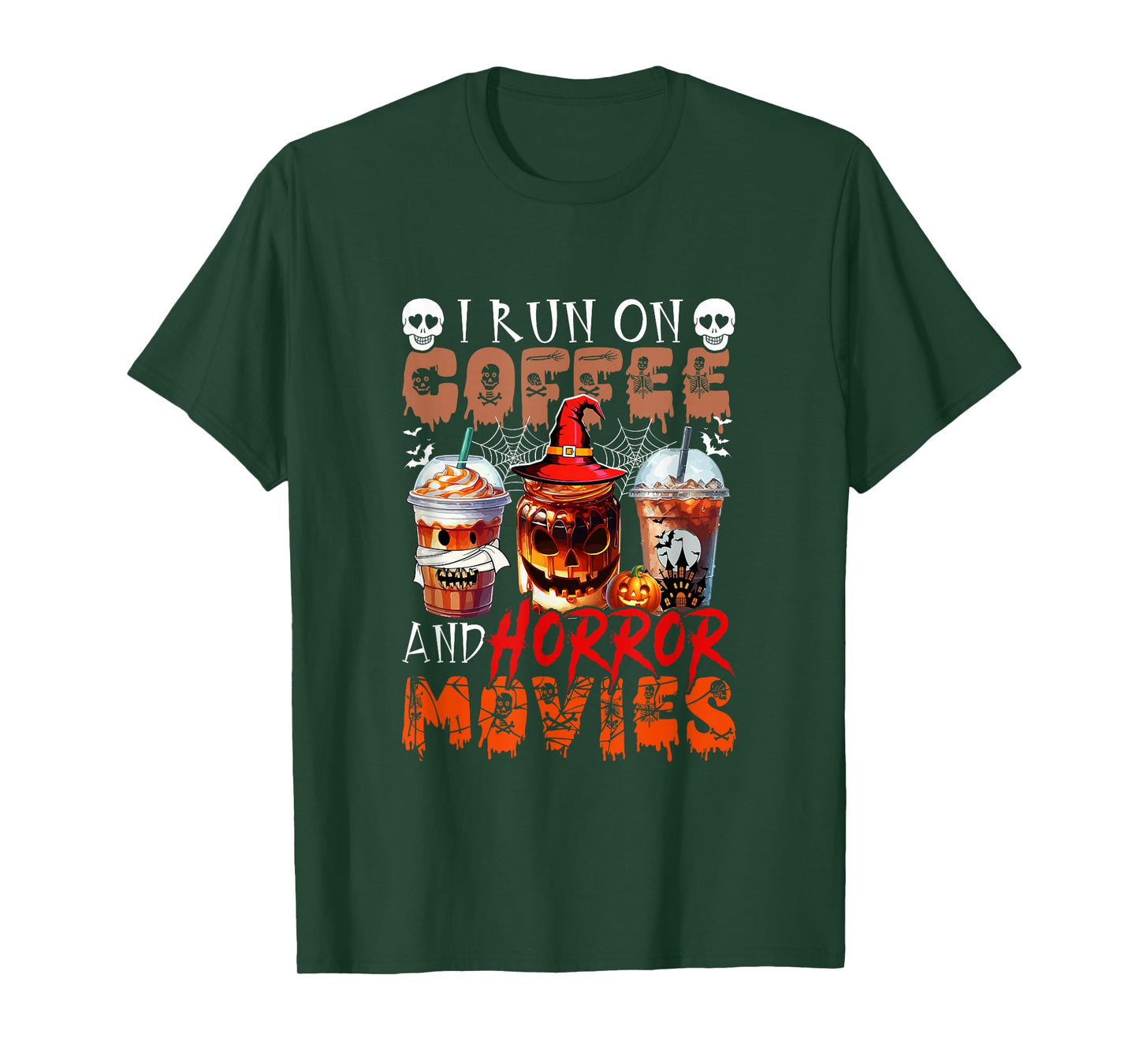 Run On Horror Movies and Coffee Halloween Coffee Lover T-Shirt