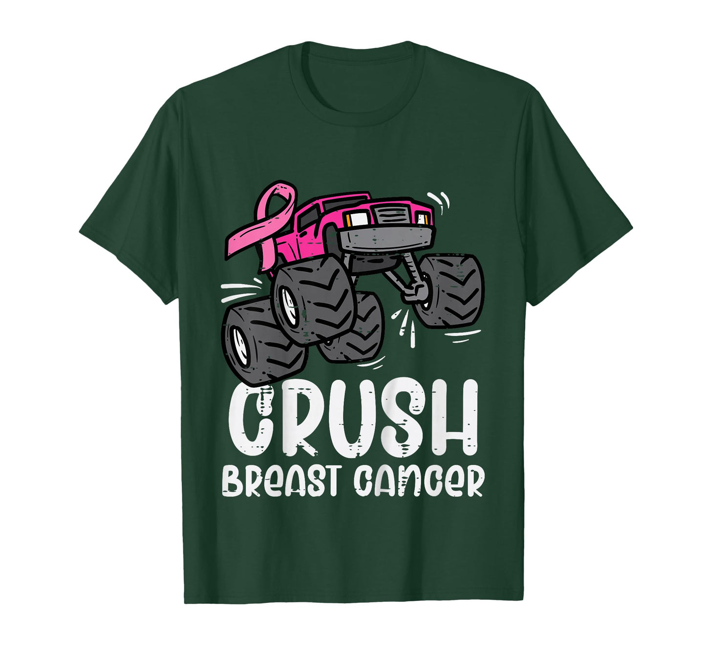Kids Monster Truck Pink Breast Cancer Awareness Kids Toddler Boys T-Shirt