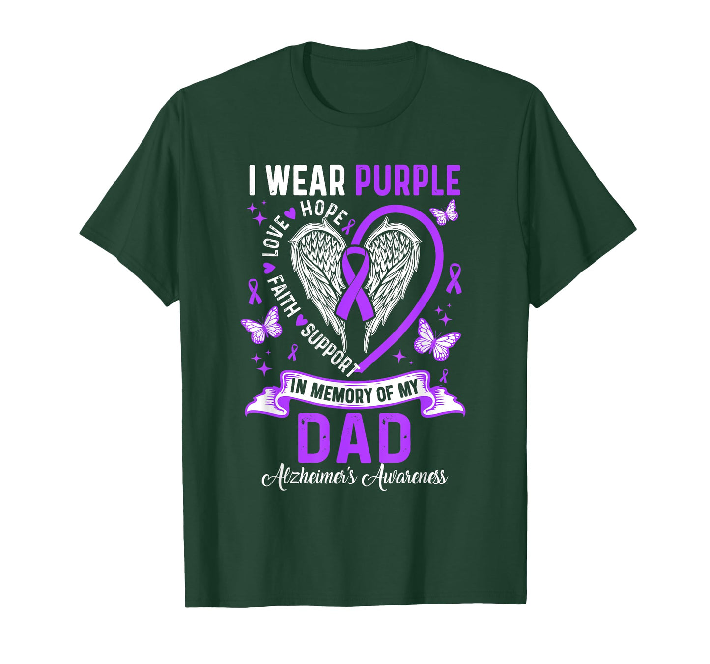 I Wear Purple In Memory Of My Dad Alzheimer's Awareness T-Shirt