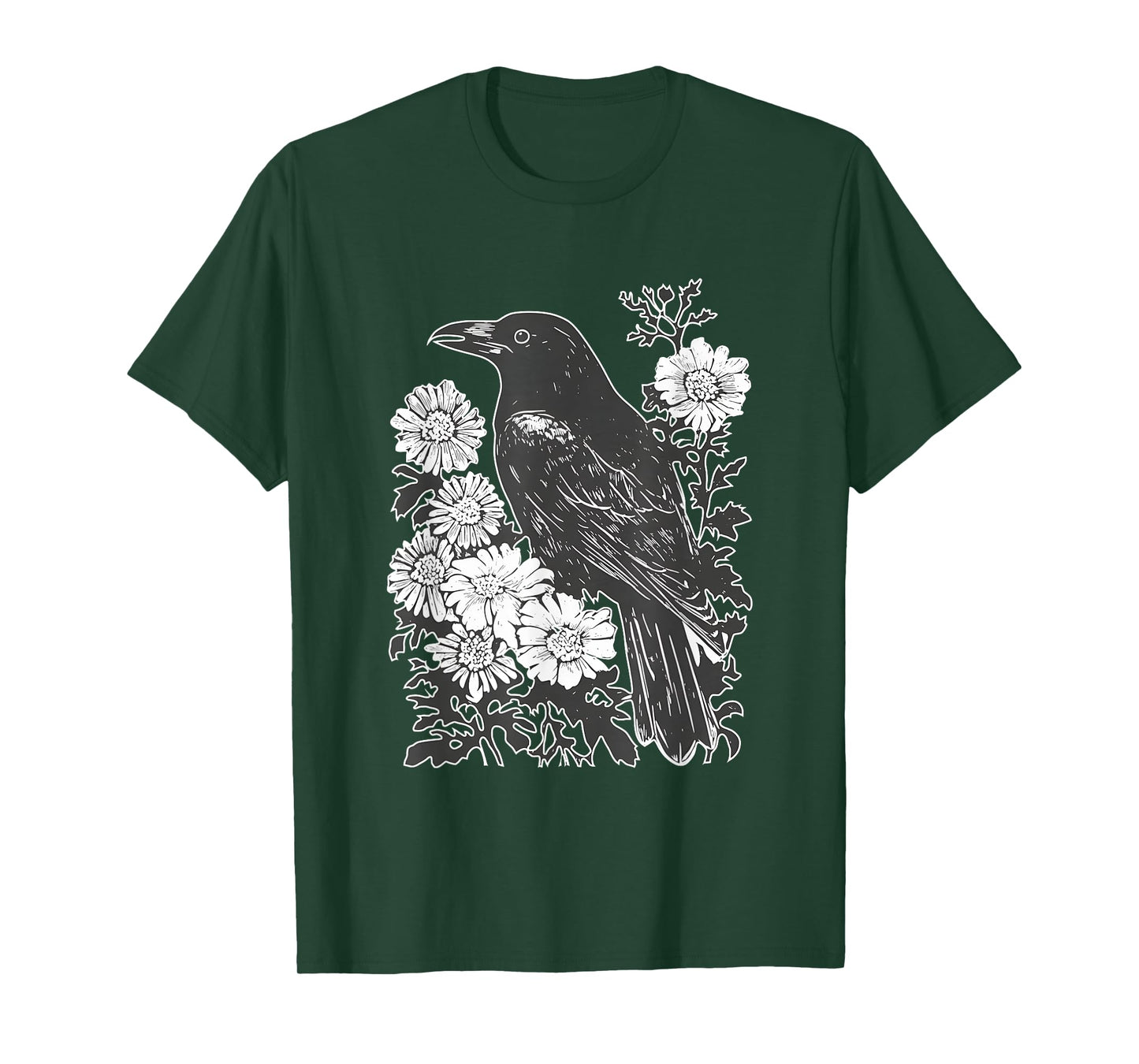 Gothic Raven Bird Crow Moon Light Night Retro Horror Look T-Shirt