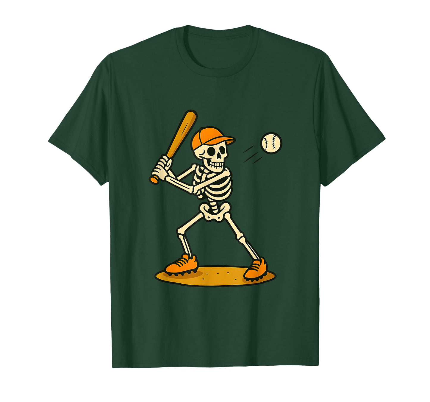 Skeleton Halloween Playing Baseball T-Shirt