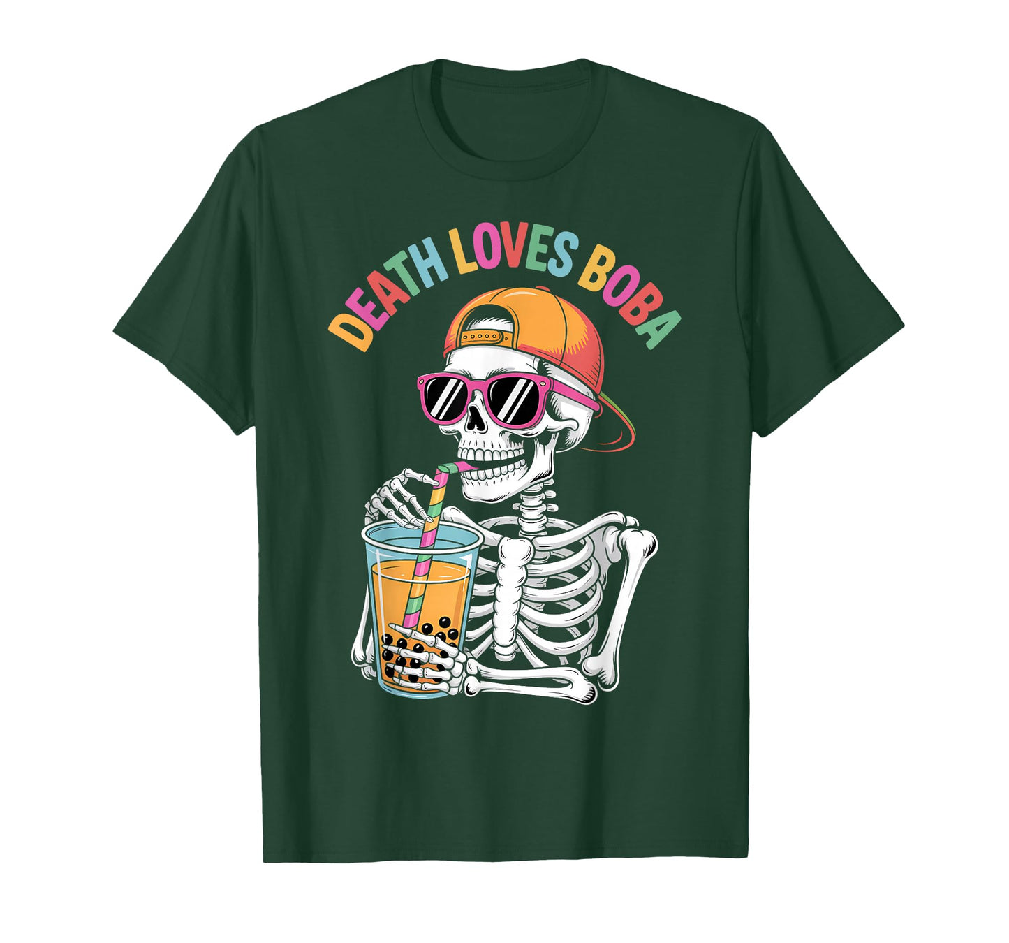 Funny Halloween Skeleton Boba Tea Costume T-Shirt