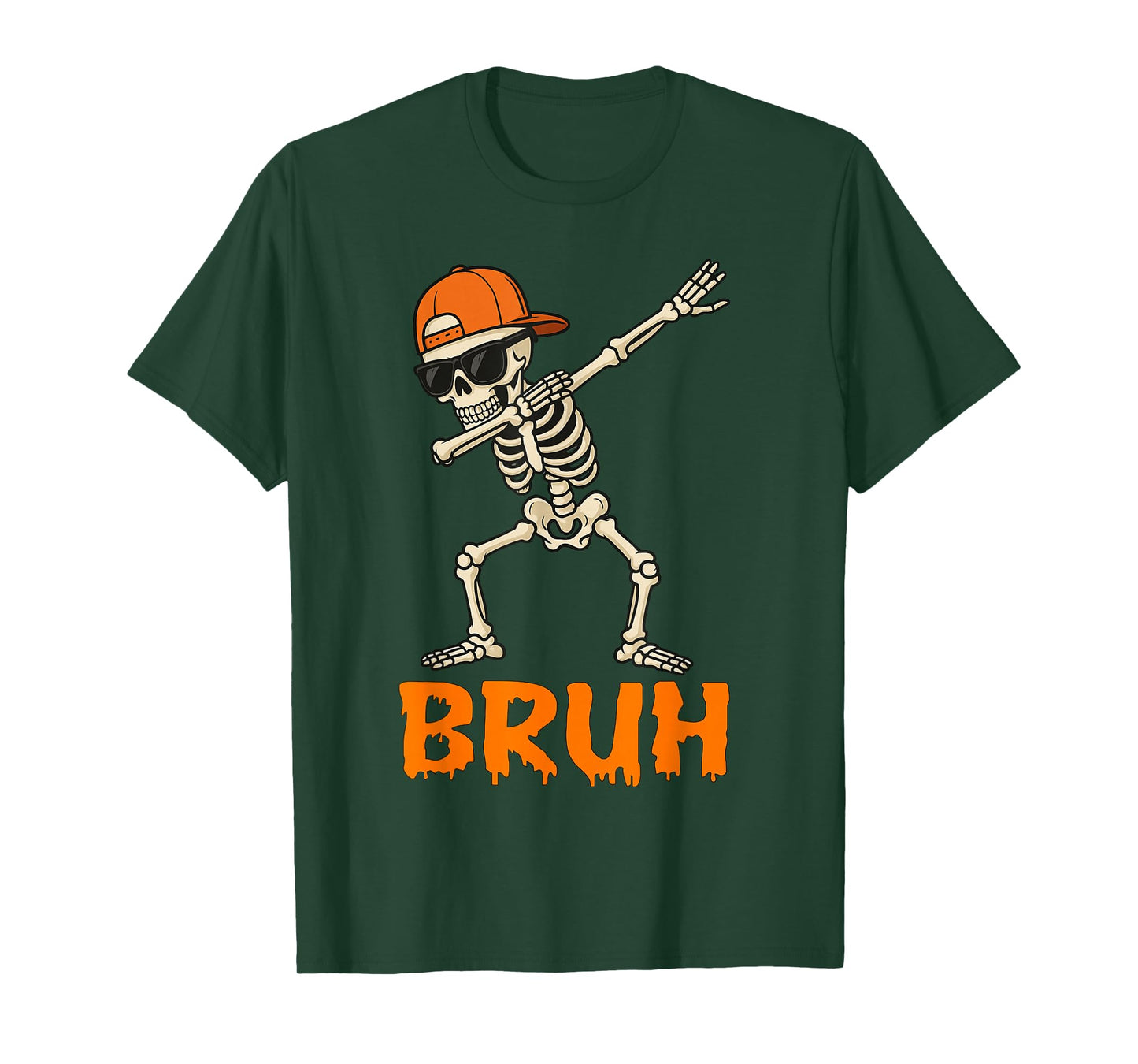 Bruh Dabbing Skeleton Funny Kids Boys Mens Halloween T-Shirt