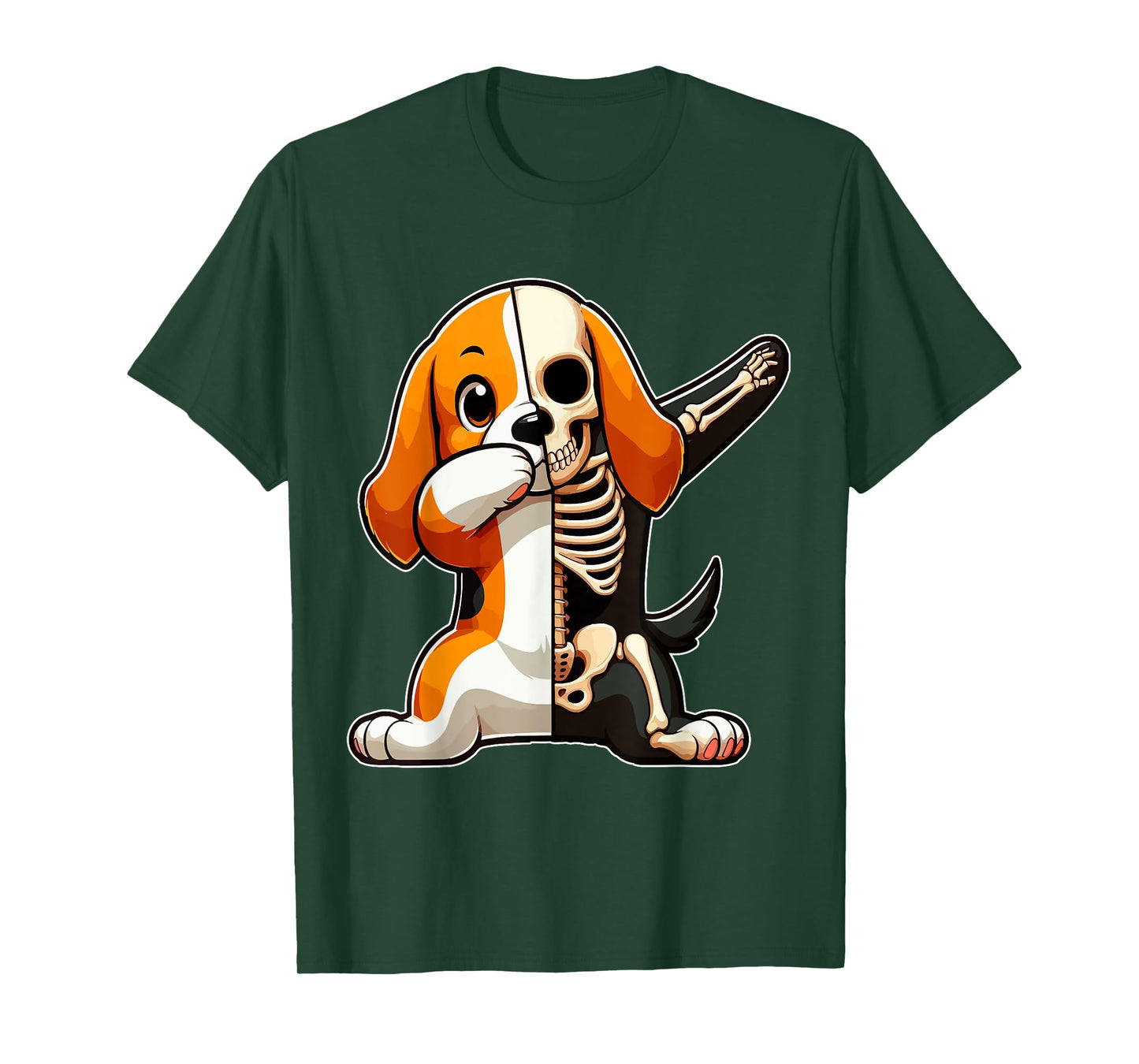 Dabbing Beagle Half Skeleton Halloween Costume Owner Lover T-Shirt