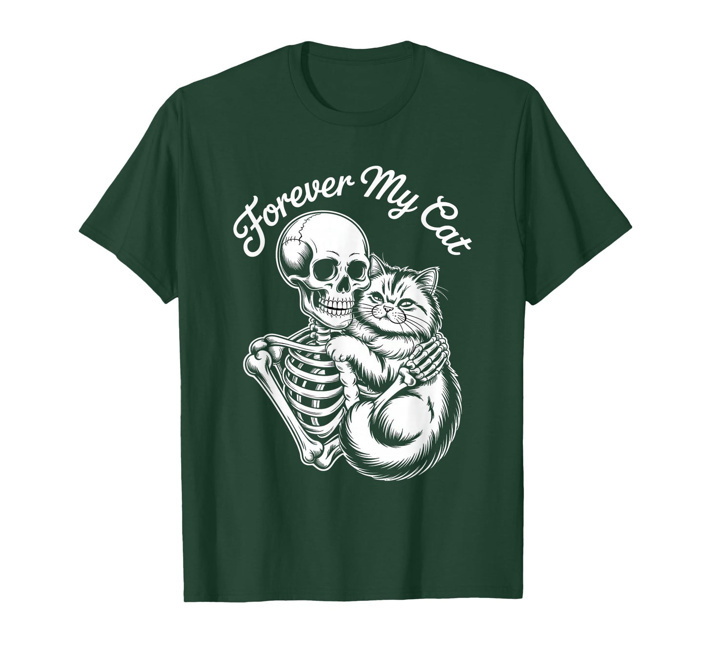 Halloween Forever My Cat Skeleton Hugging Kitty T-Shirt