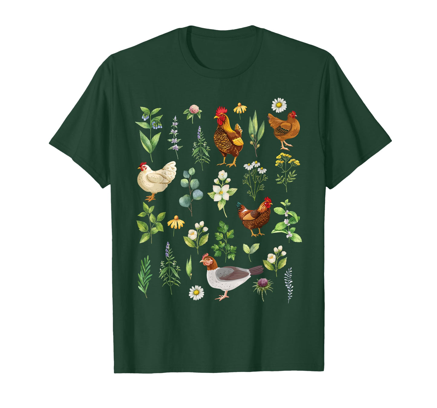 Wildflower Chicken Garden Farm Animal Lover Floral Farmer T-Shirt