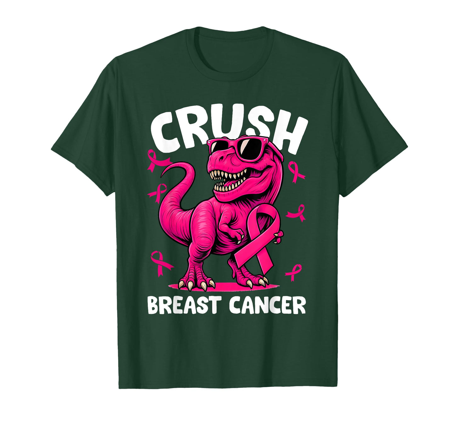 Crush Breast Cancer Dinosaur Pink Ribbon Kids Men Women T-Shirt