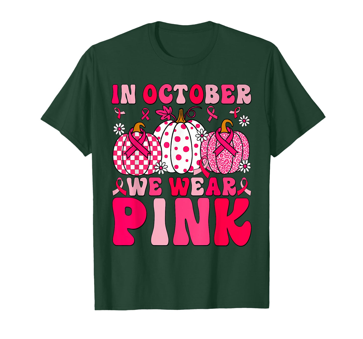 Breast Cancer Awareness In October We Were Pink Pumpkin T-Shirt