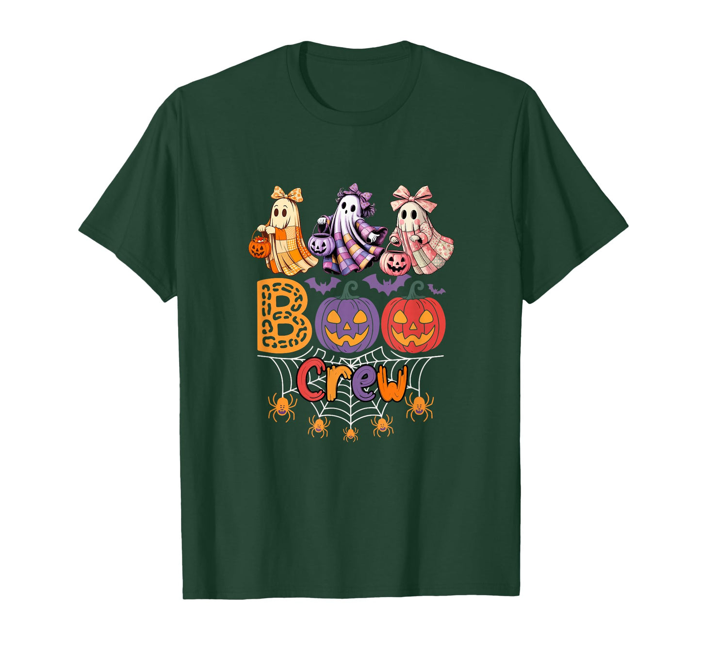Boo Halloween Crew Three Cute Boo Ghosts Bow Tie Colroful T-Shirt