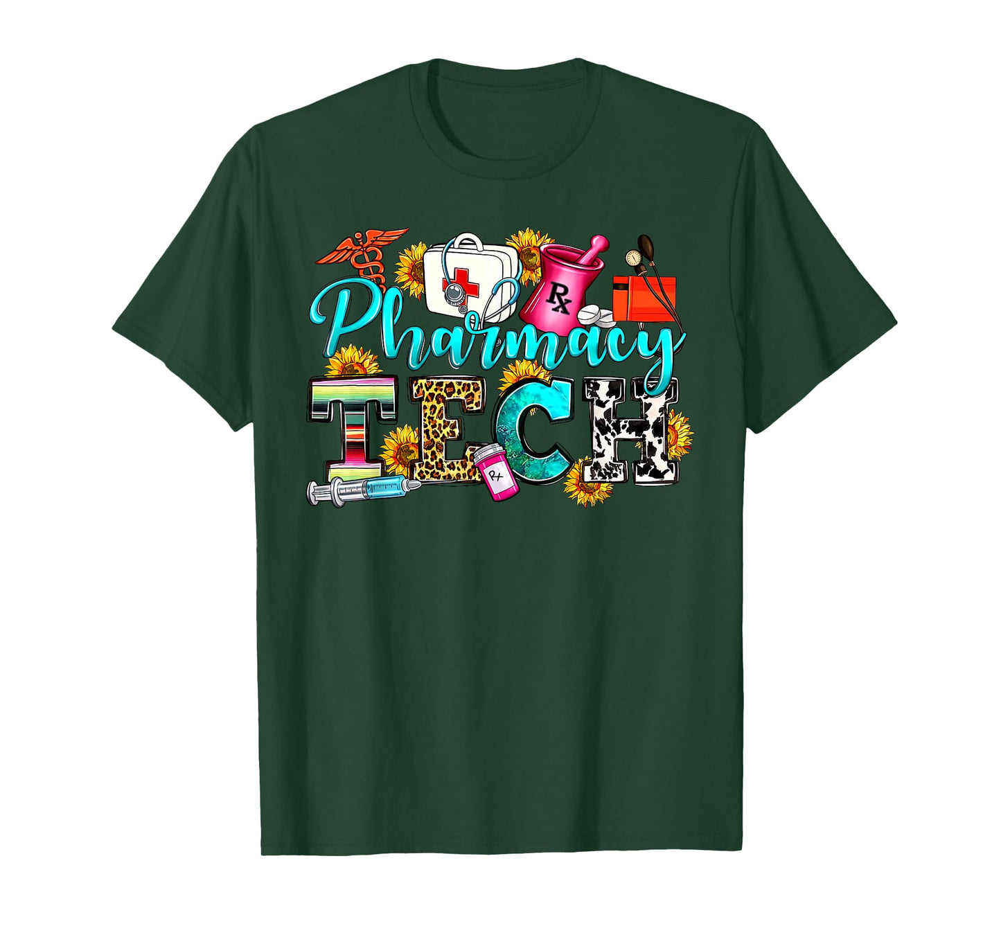 Retro Leopard Pharmacy Tech Pharmacist Certified Pharm Tech T-Shirt