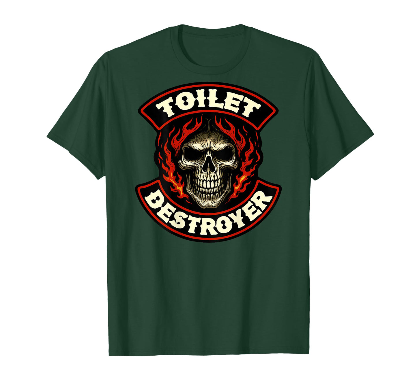 Toilet Destroyer Skull Biker Patch (On The Back) Poop Jokes T-Shirt