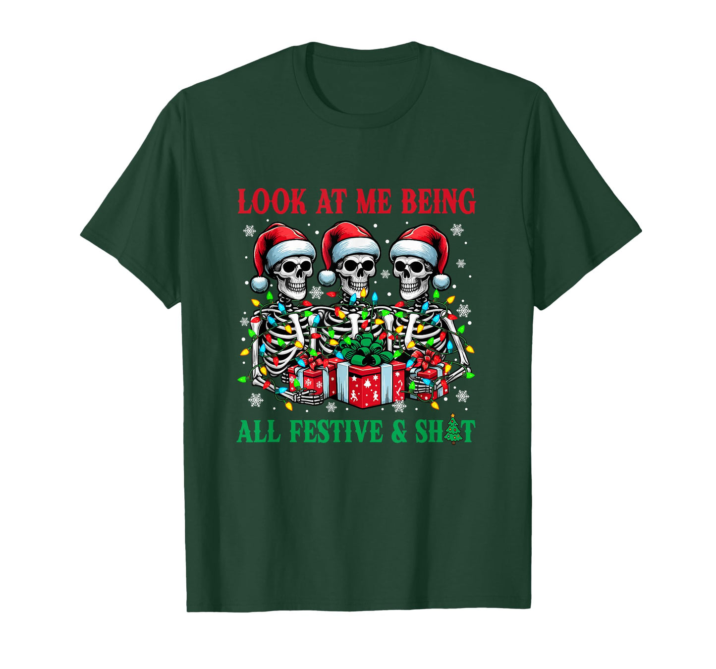 Being All Festive Xmas Joke Bad Felling Santa Skeletons T-Shirt
