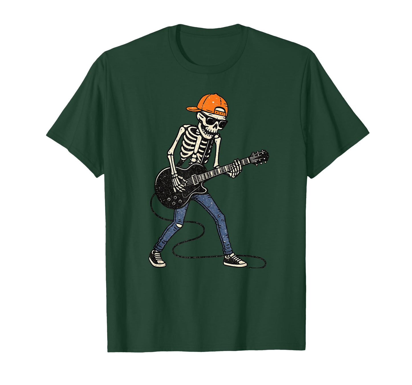 Vintage Halloween Skeleton Guitar Rock Funny Spooky Costume T-Shirt