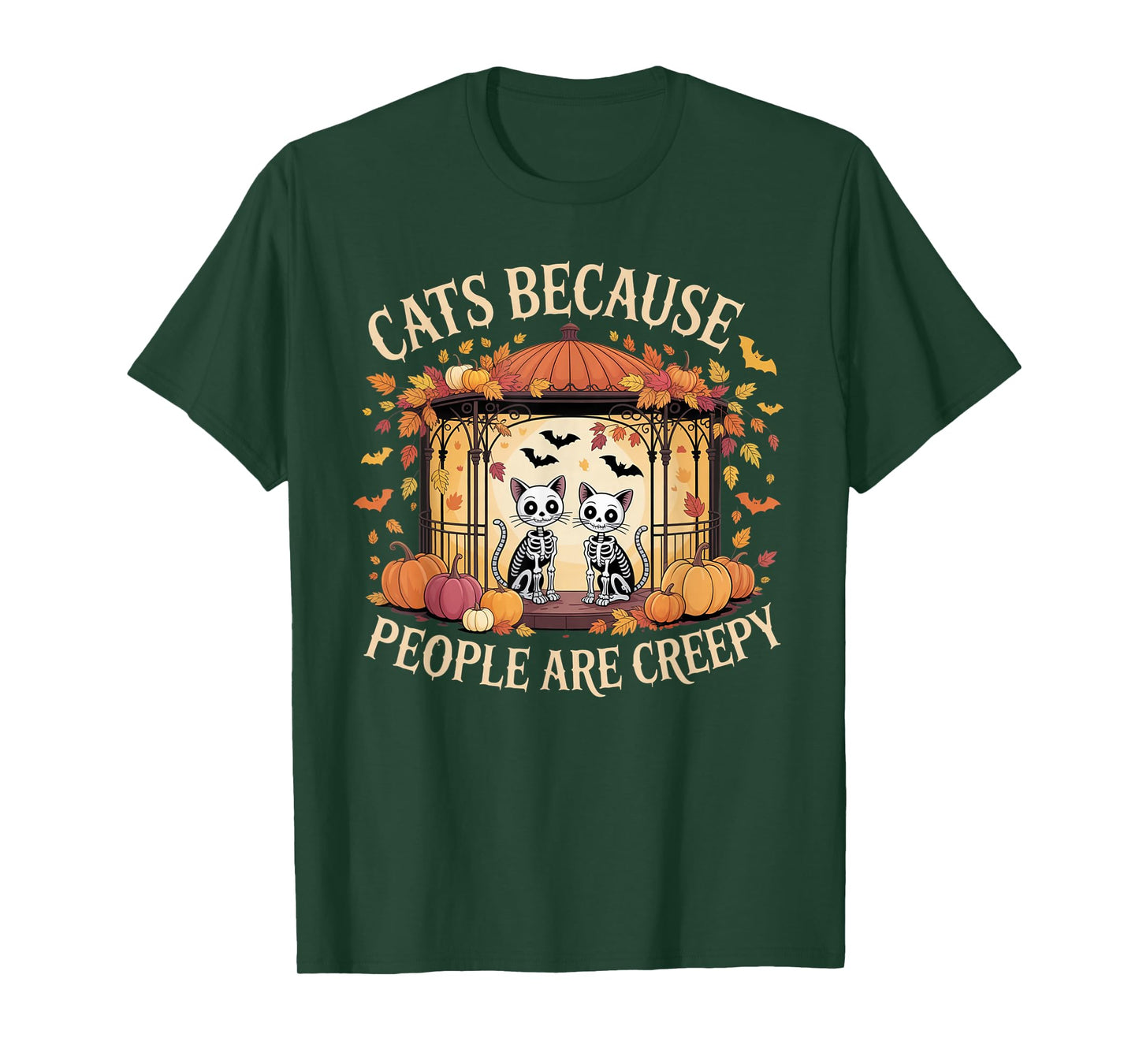 Cats Because People are Creepy Ghost Halloween Cat Mom Kids T-Shirt