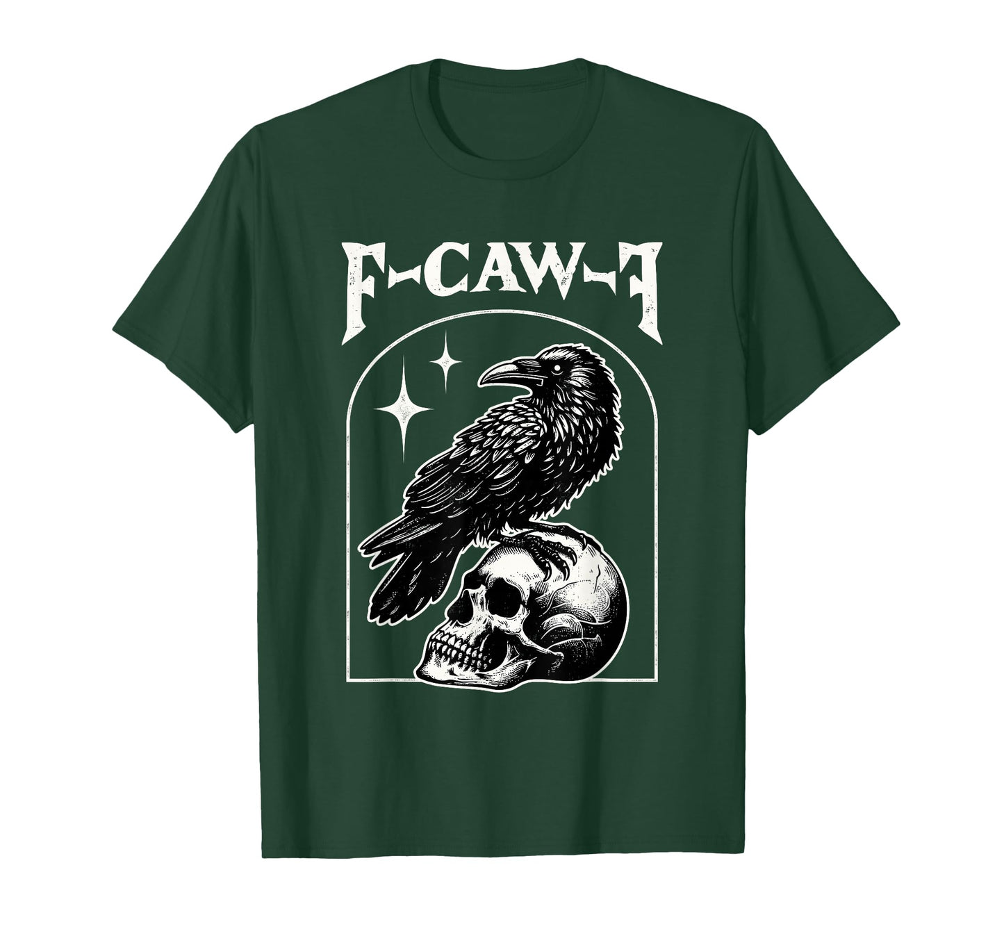Fcawf Black Crow F-Caw-F Skull Funny Adult Humor Gothic T-Shirt