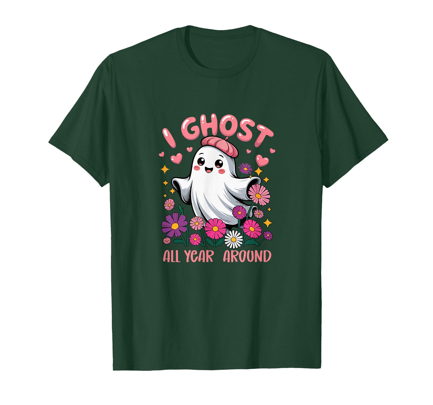 I Ghost All Year Around Halloween Floral Boo Colorful Lover T-Shirt