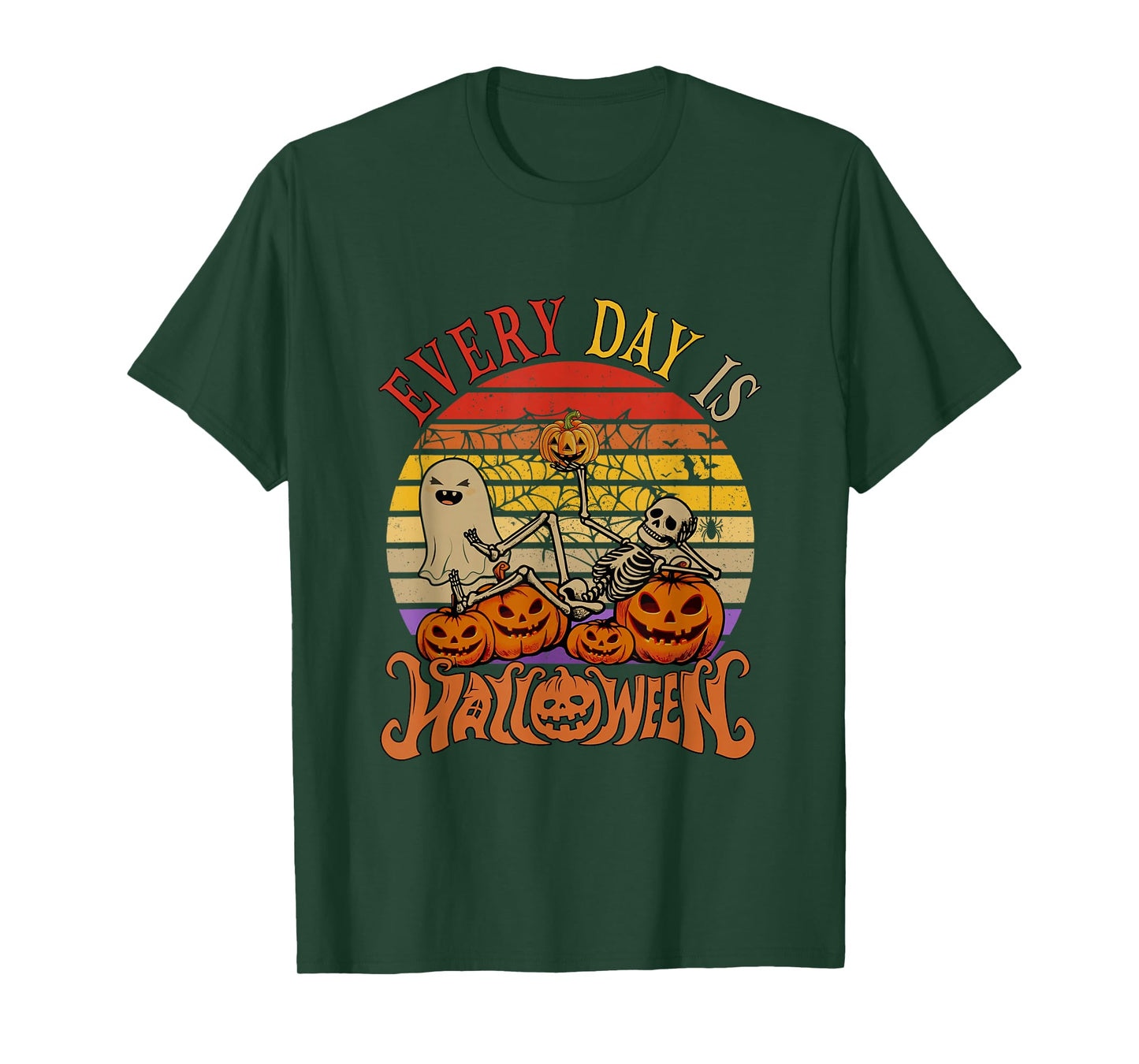 Vintage Retro Everyday Halloween Funny Skeleton Boo Ghost T-Shirt