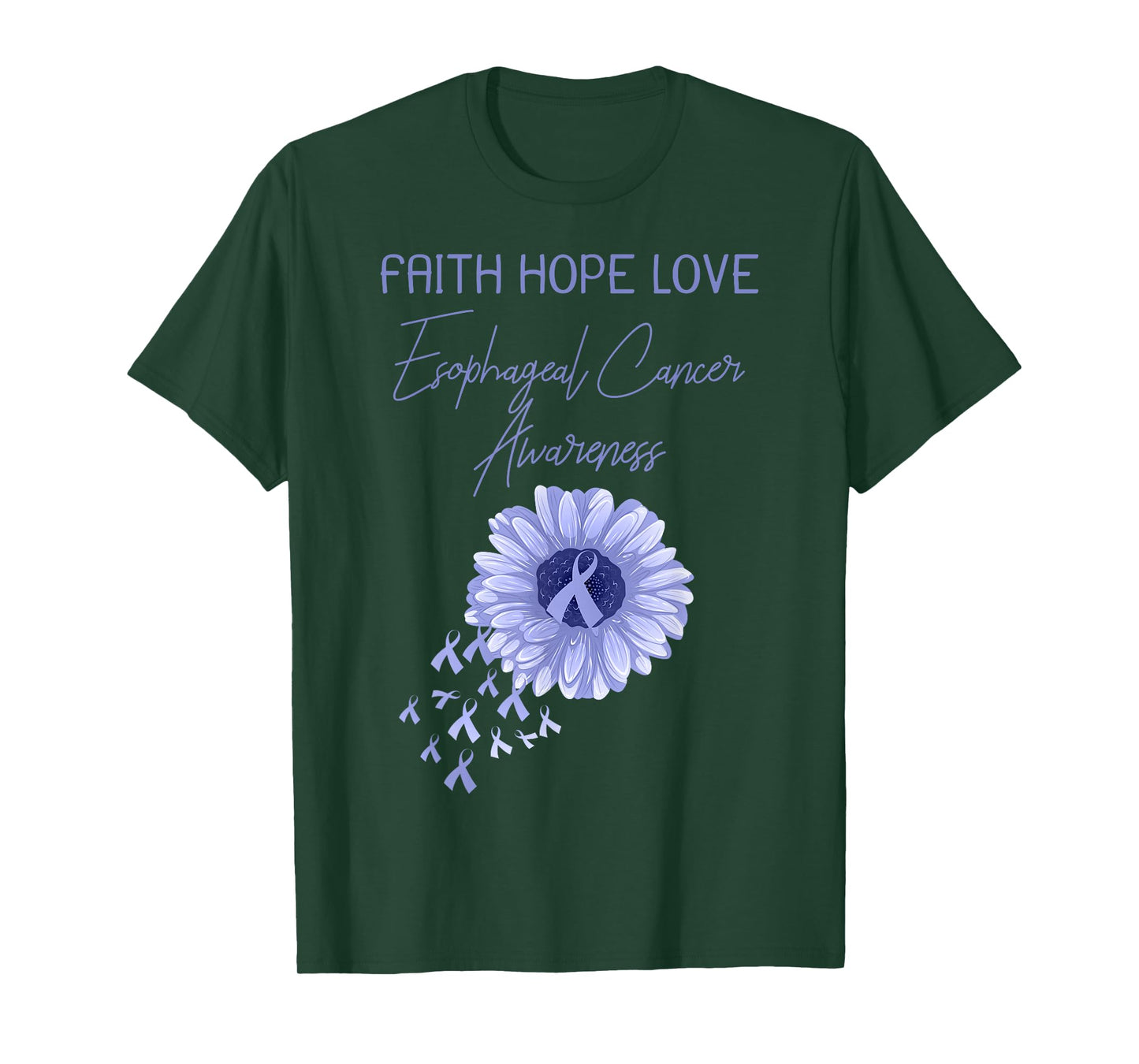 Faith Hope Love Esophageal Cancer Periwinkle Ribbon T-Shirt