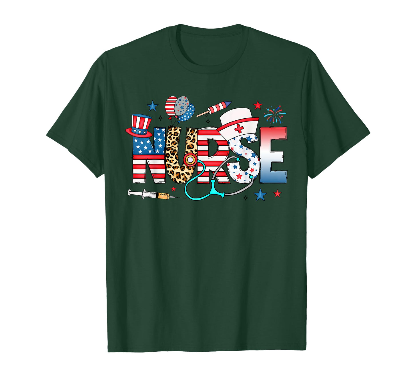 4th of July Nurse American Flag Fourth Of July Nurse T-Shirt