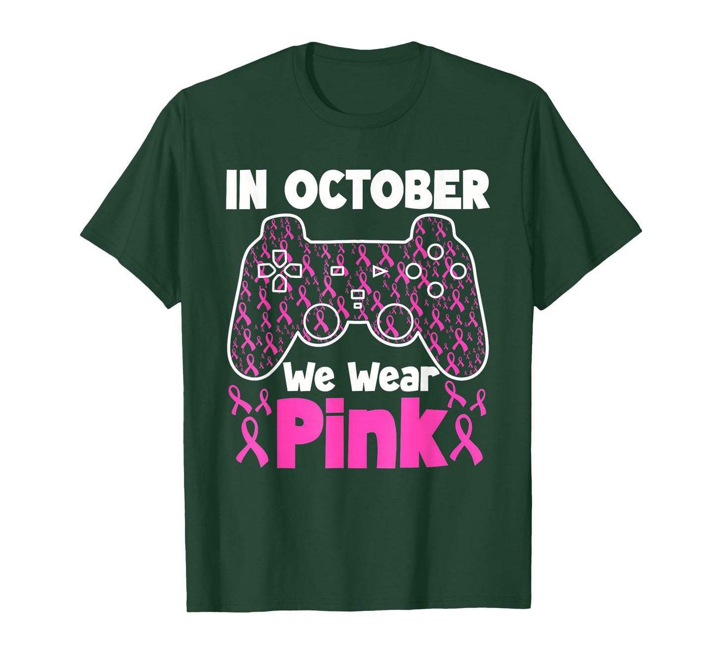 in October We Wear Pink Breast Cancer Gaming Kids Boys Youth T-Shirt